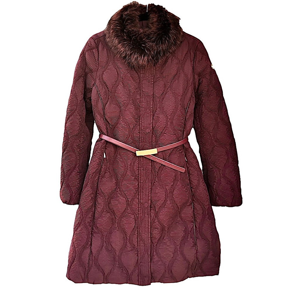 Cerruti 1881 Raccoon Fur Collar Womens Winter Coat L